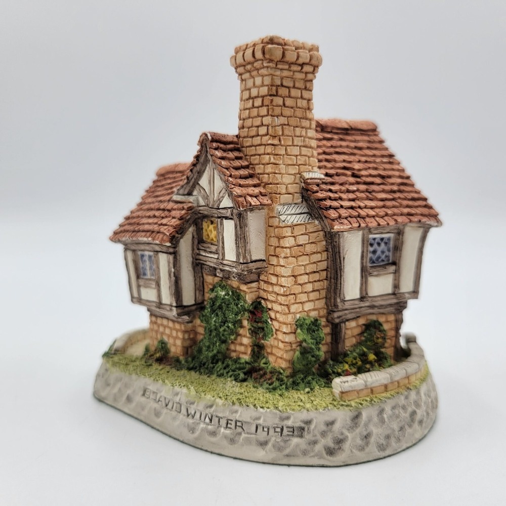 Vintage David Winter Cottages "The Hall" 1993 Handmade Collectible Figurine